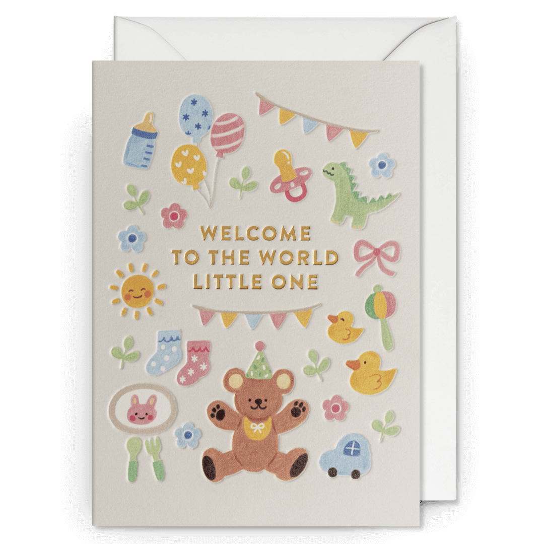 Welcome Little One Teddy Greetings Card