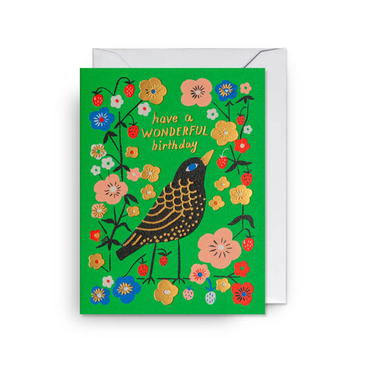 Wonderful Birthday Birds Mini Greetings Card