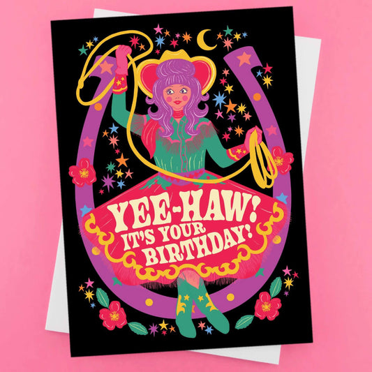 Yee-Haw! Cowgirl Birthday Greetings Card