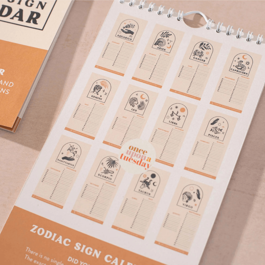 Zodiac Sign Perpetual Birthday Calendar