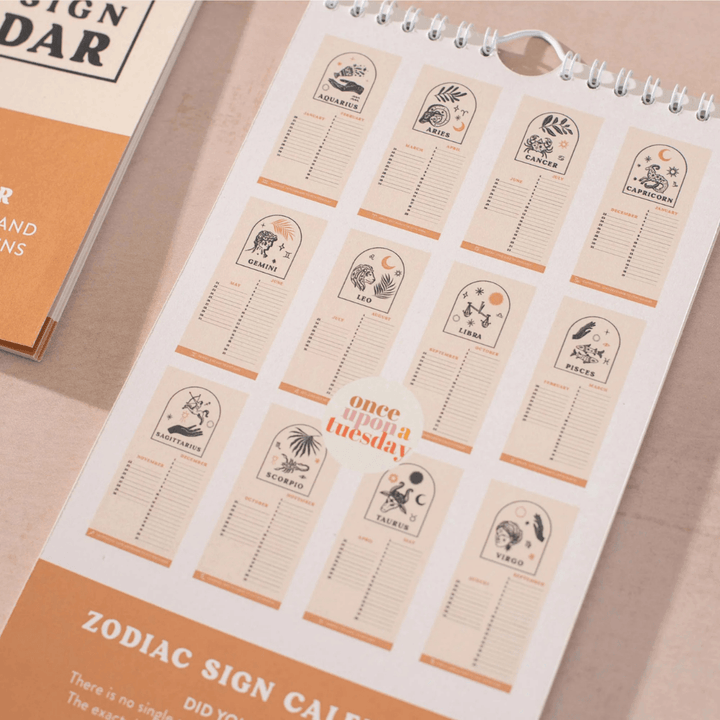 Zodiac Sign Perpetual Birthday Calendar