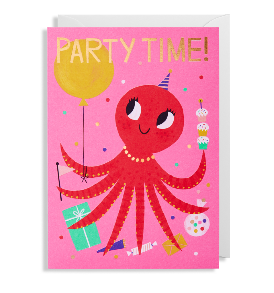 Party Octopus Birthday Greetings Card