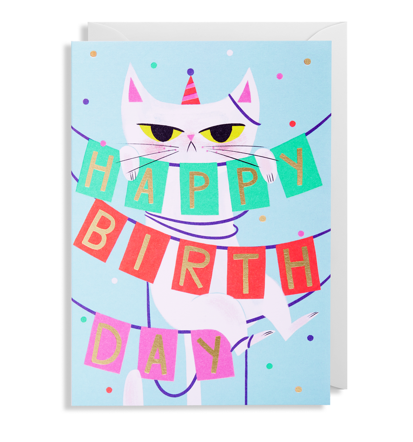 Birthday Banner Cat Greetings Card