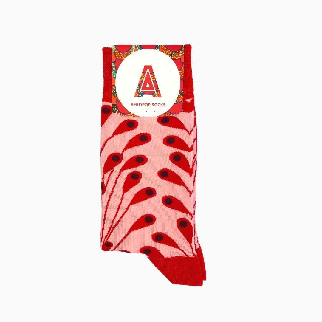 Afropop Pink Peacock Socks - Medium