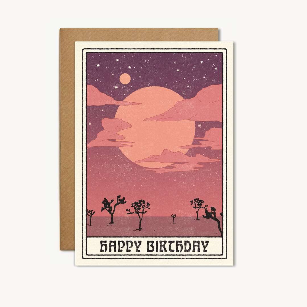 Desert Moon Birthday Greetings Card