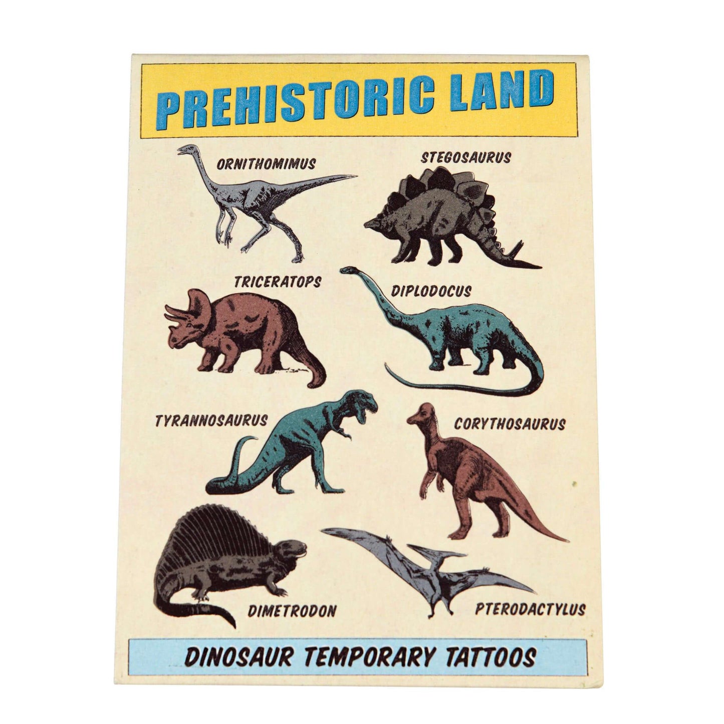 Prehistoric Land Dinosaur Temporary Tattoos Pack