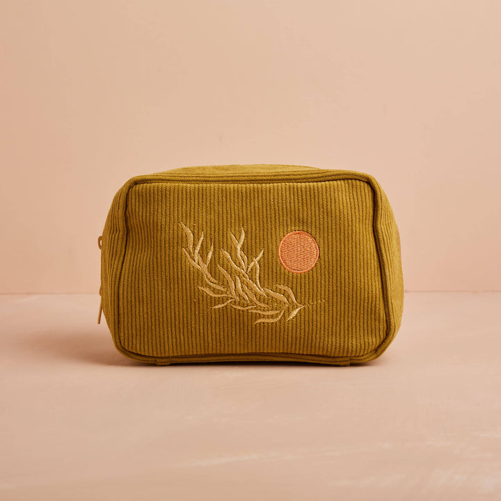 Olive Corduroy Zip Pouch