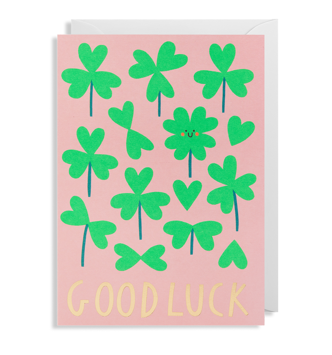 Good Luck Clover Greetings Card