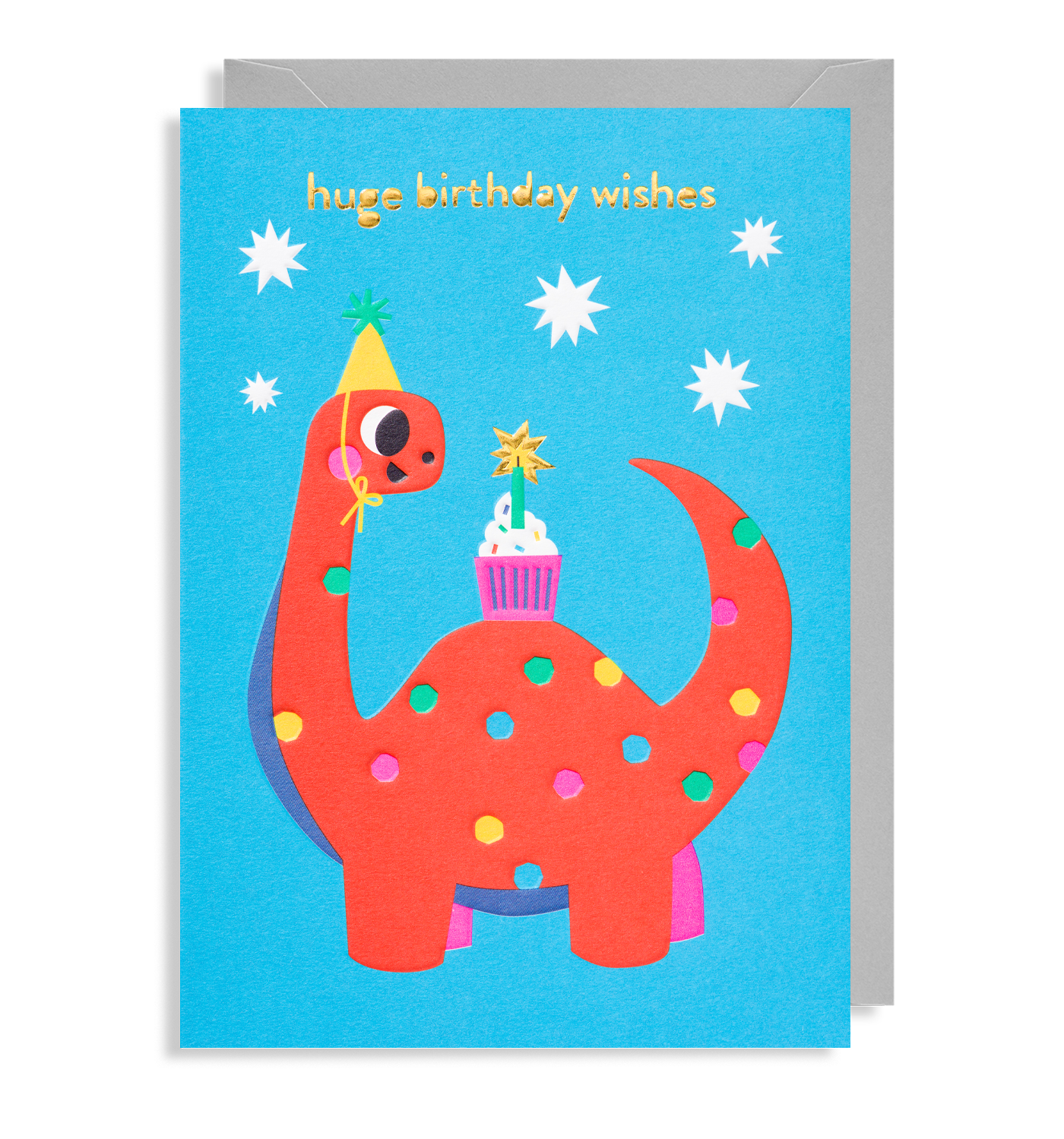 Dinosaur Cupcake Birthday Greetings Card