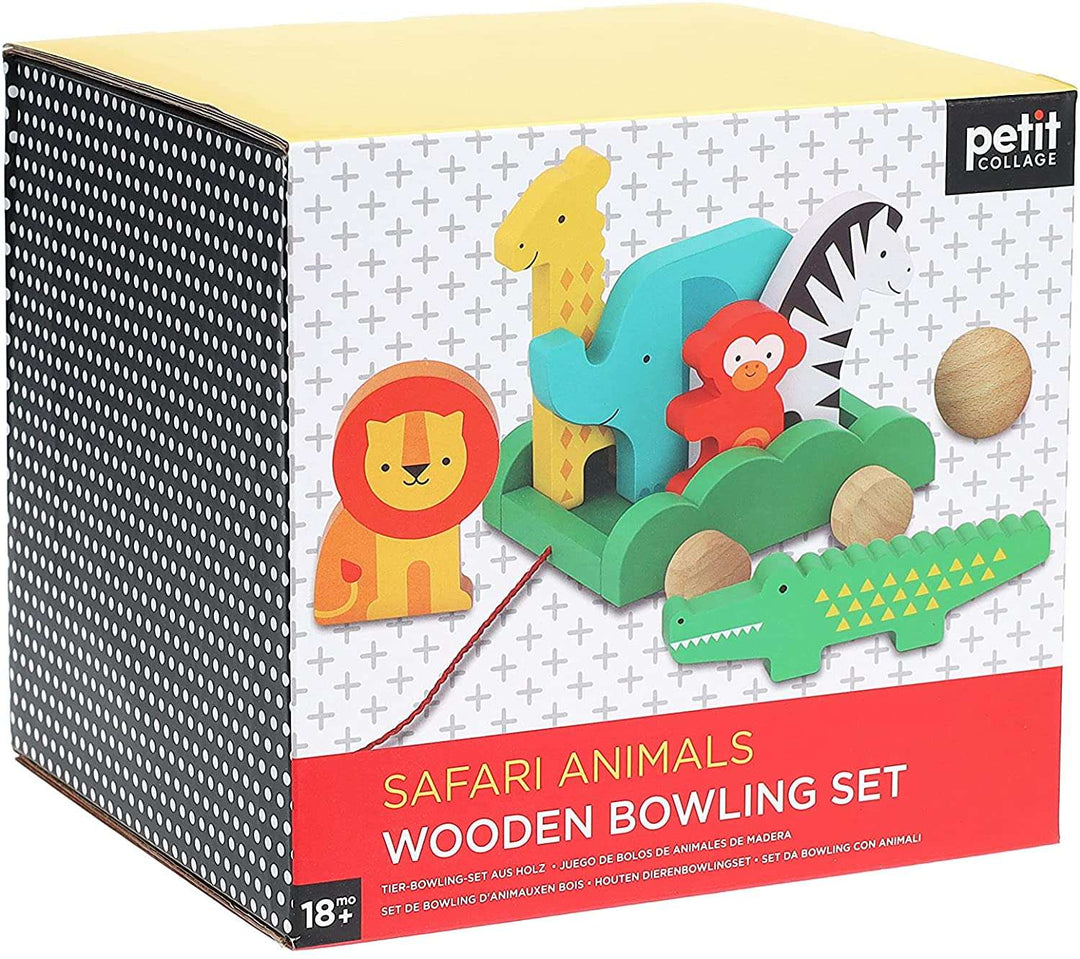 Safari Animals Wooden Bowling Set