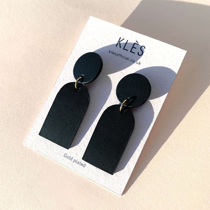 ORANE Matte Black Leather Earrings