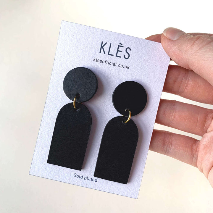 ORANE Matte Black Leather Earrings