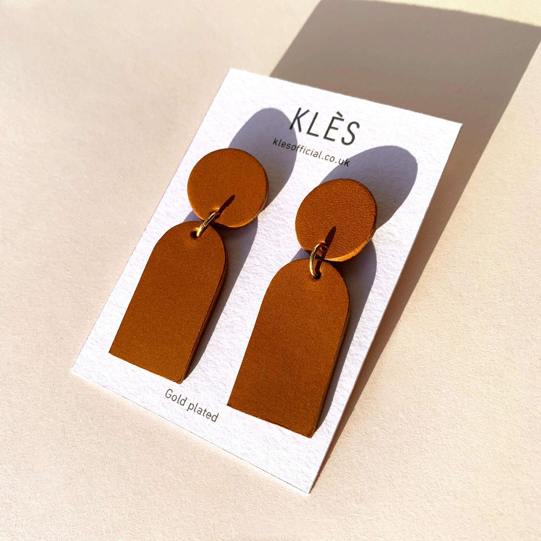 ORANE Tan Leather Earrings