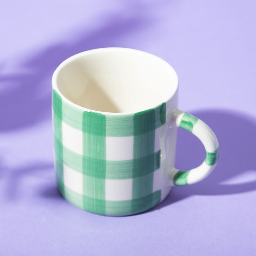 Green Gingham Mug