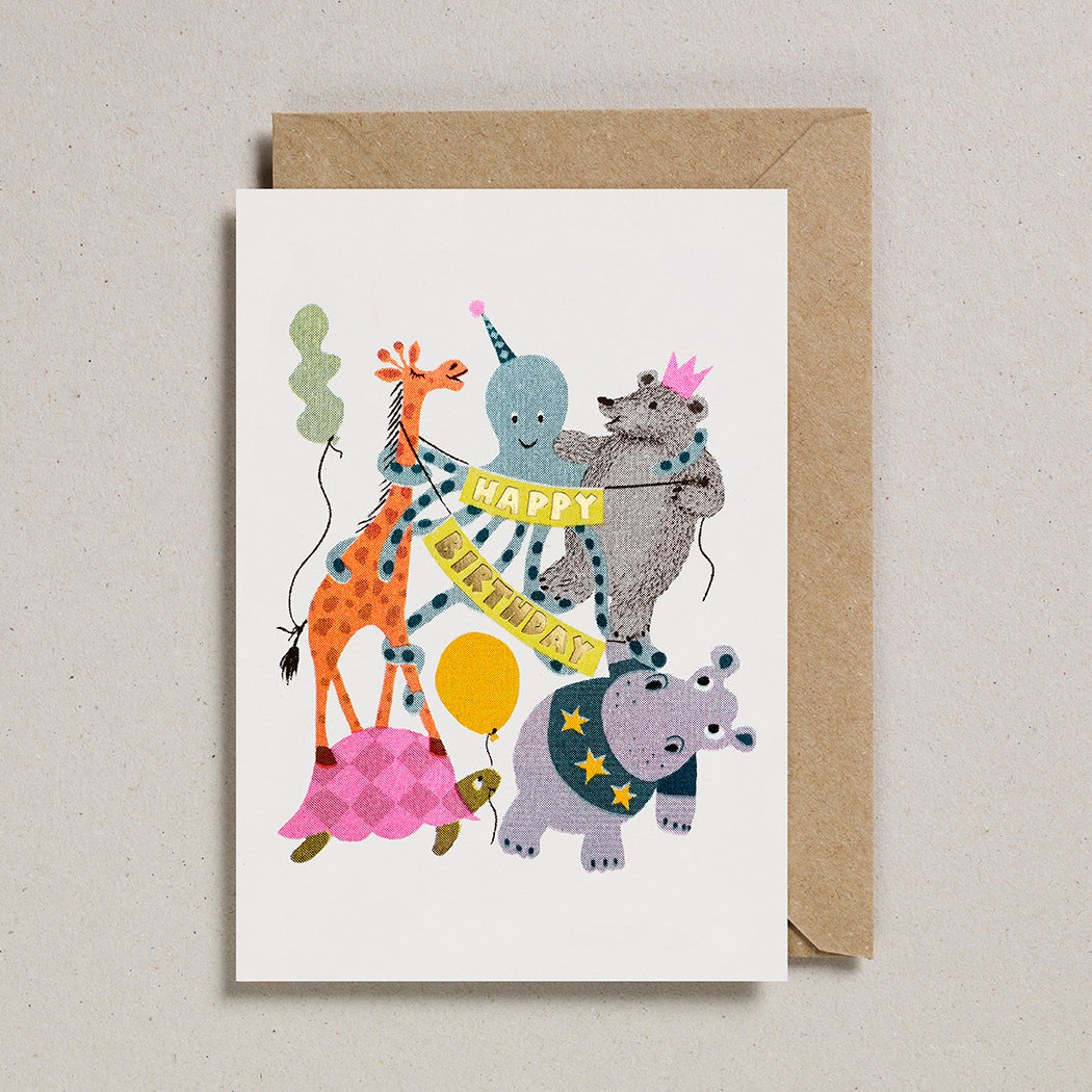 Riso Birthday Animals Greetings Card