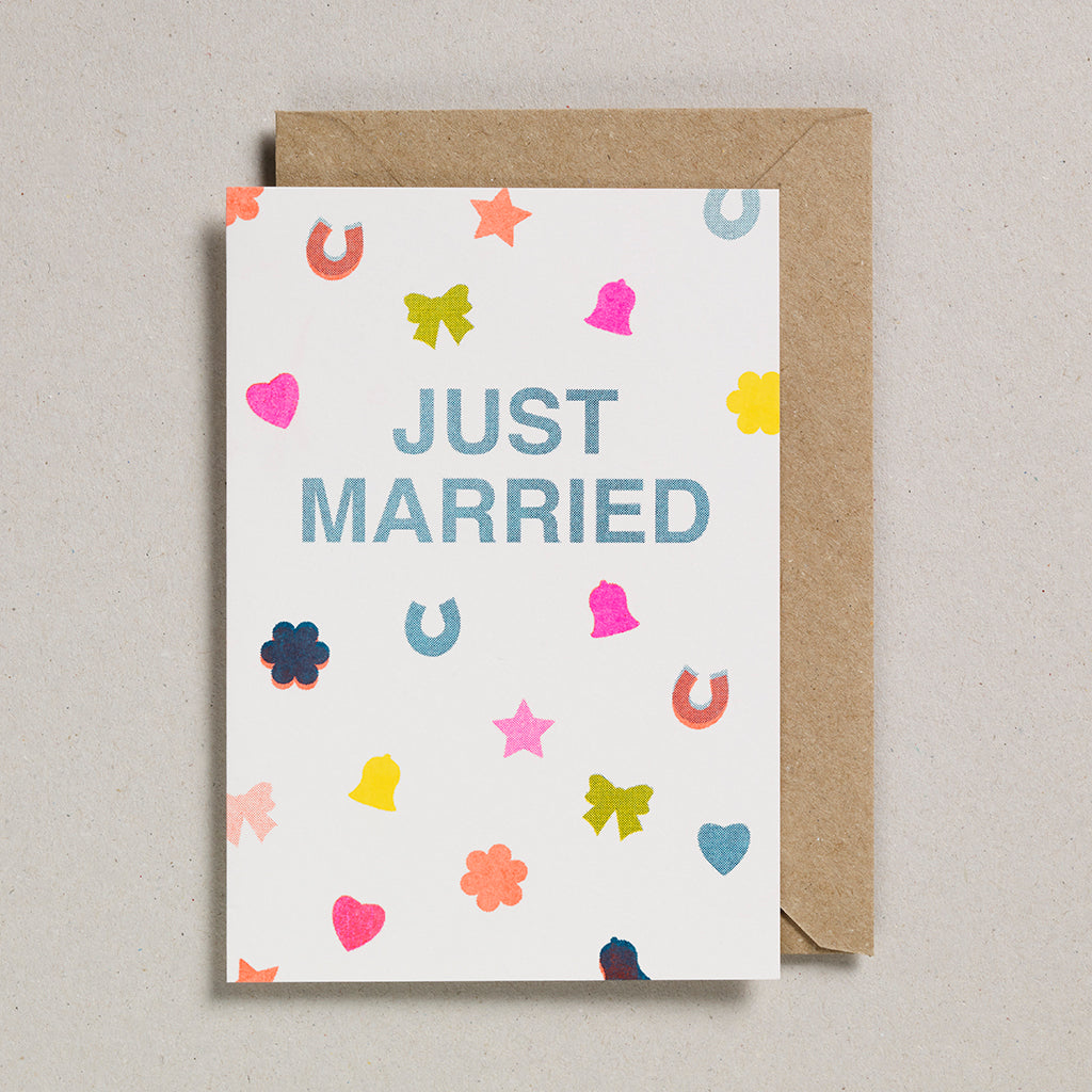 Just Married Confetti Greetings Card