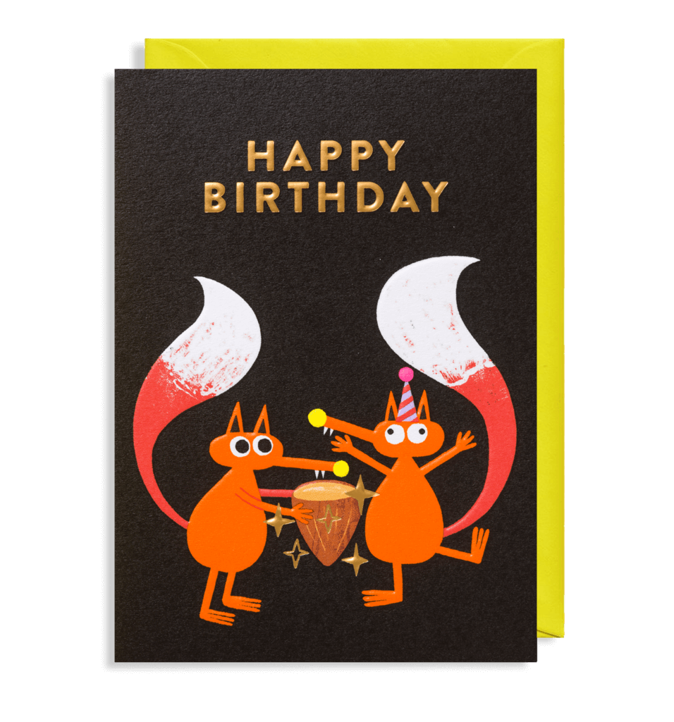 Happy Fox Birthday Greetings Card