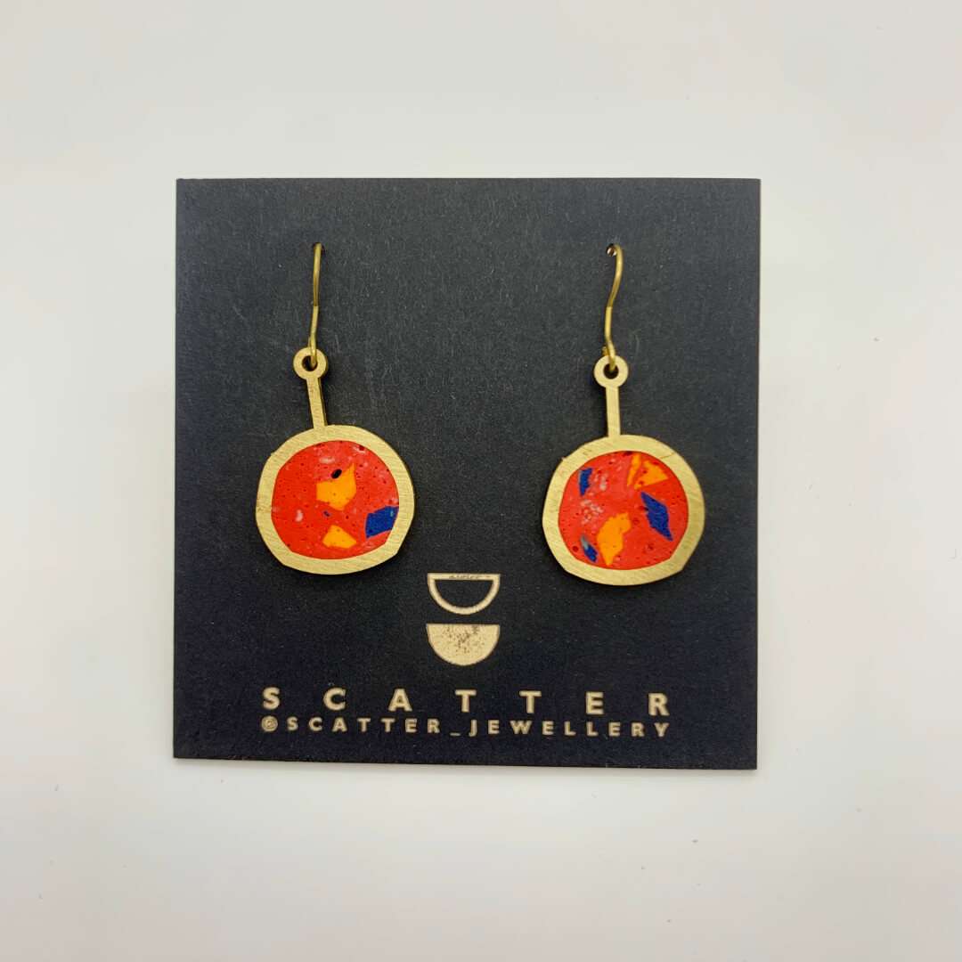 Small Circle Earrings - Red