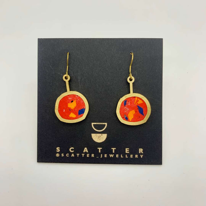 Small Circle Earrings - Red