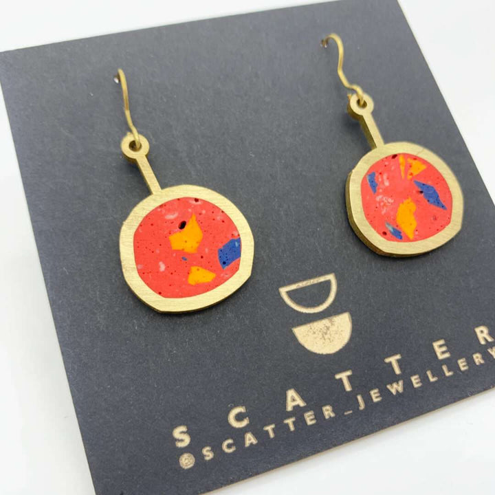 Small Circle Earrings - Red