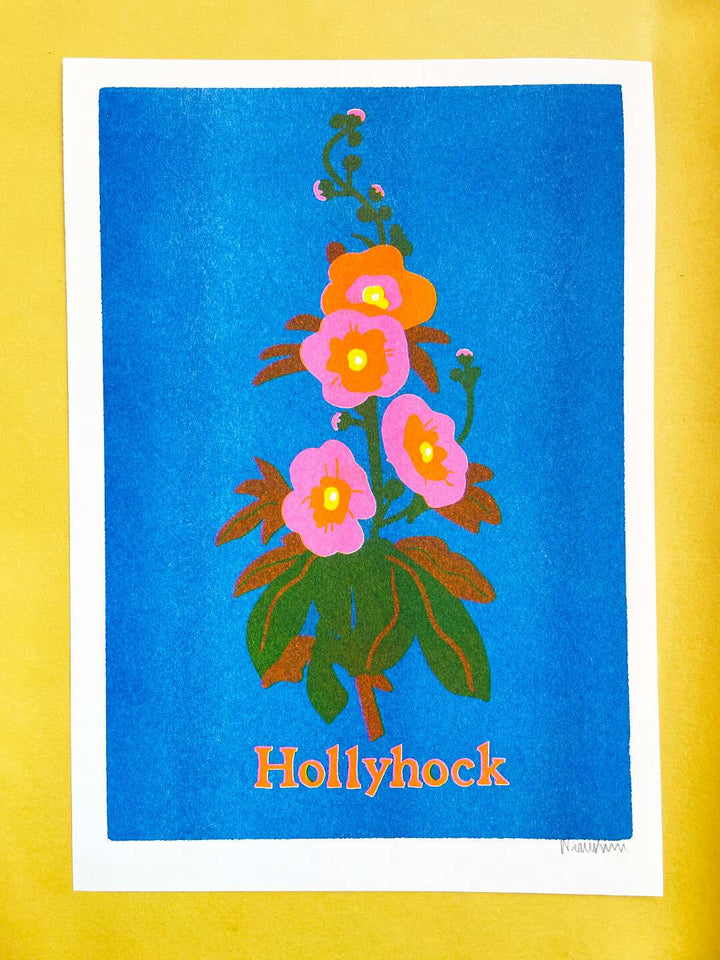 Naomi Wilkinson Hollyhock A4 Riso Print