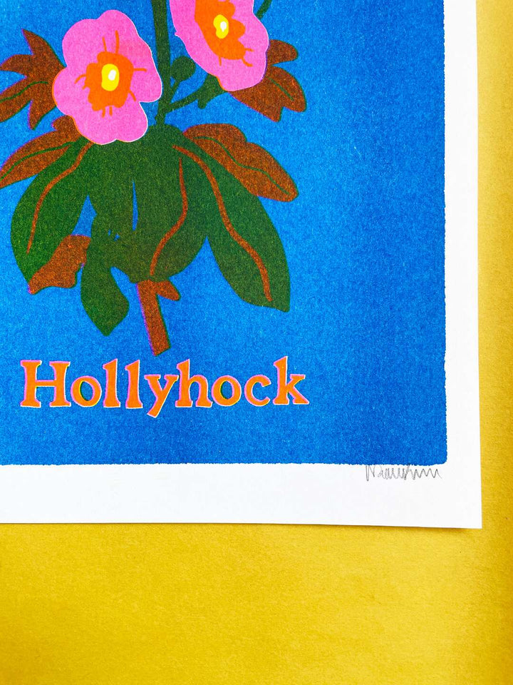 Naomi Wilkinson Hollyhock A4 Riso Print