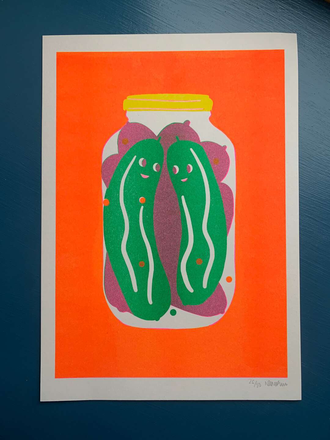 Two Pickles A4 Riso Print