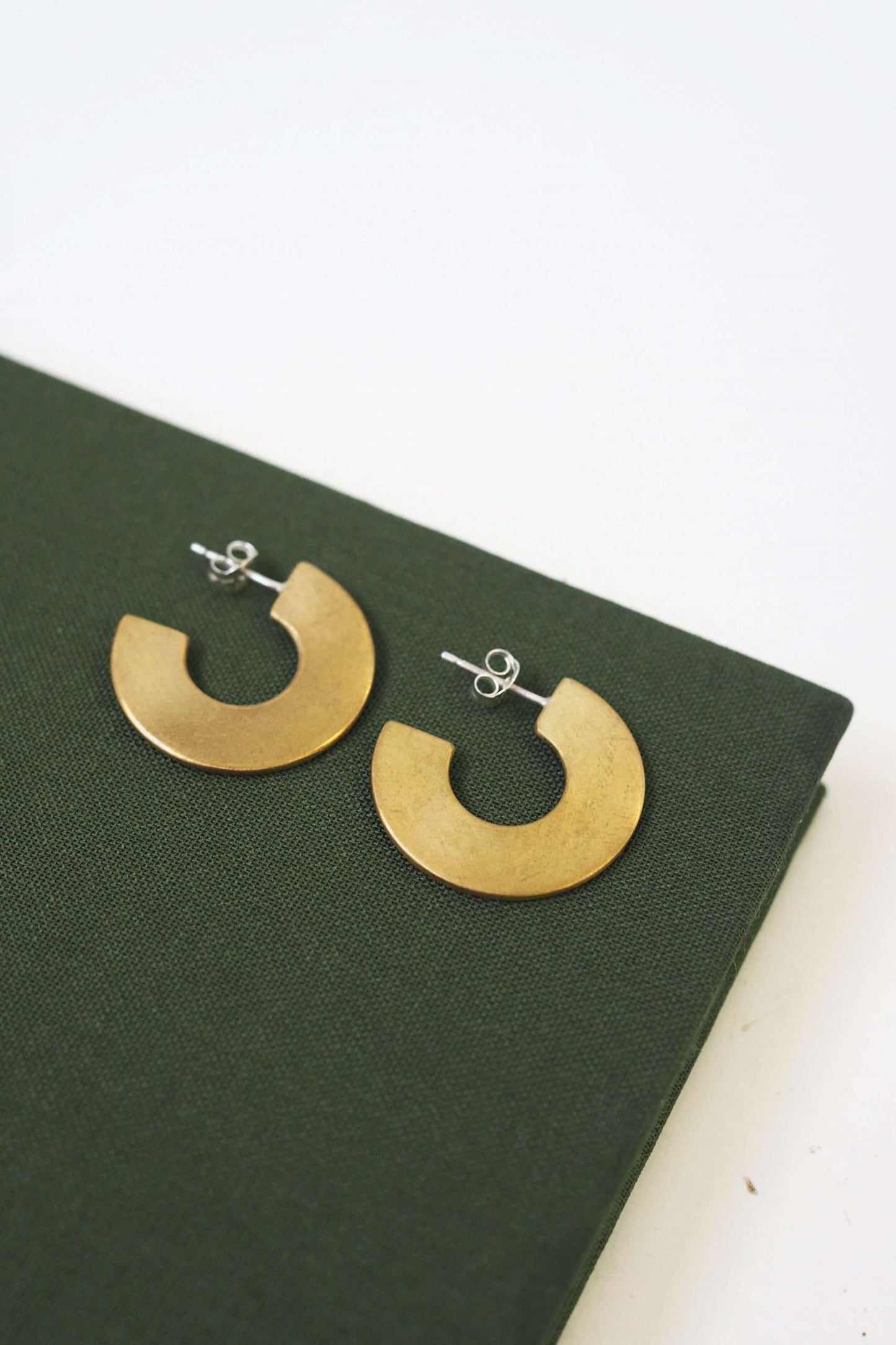 Silver and Brass Flat Hoop Earrings