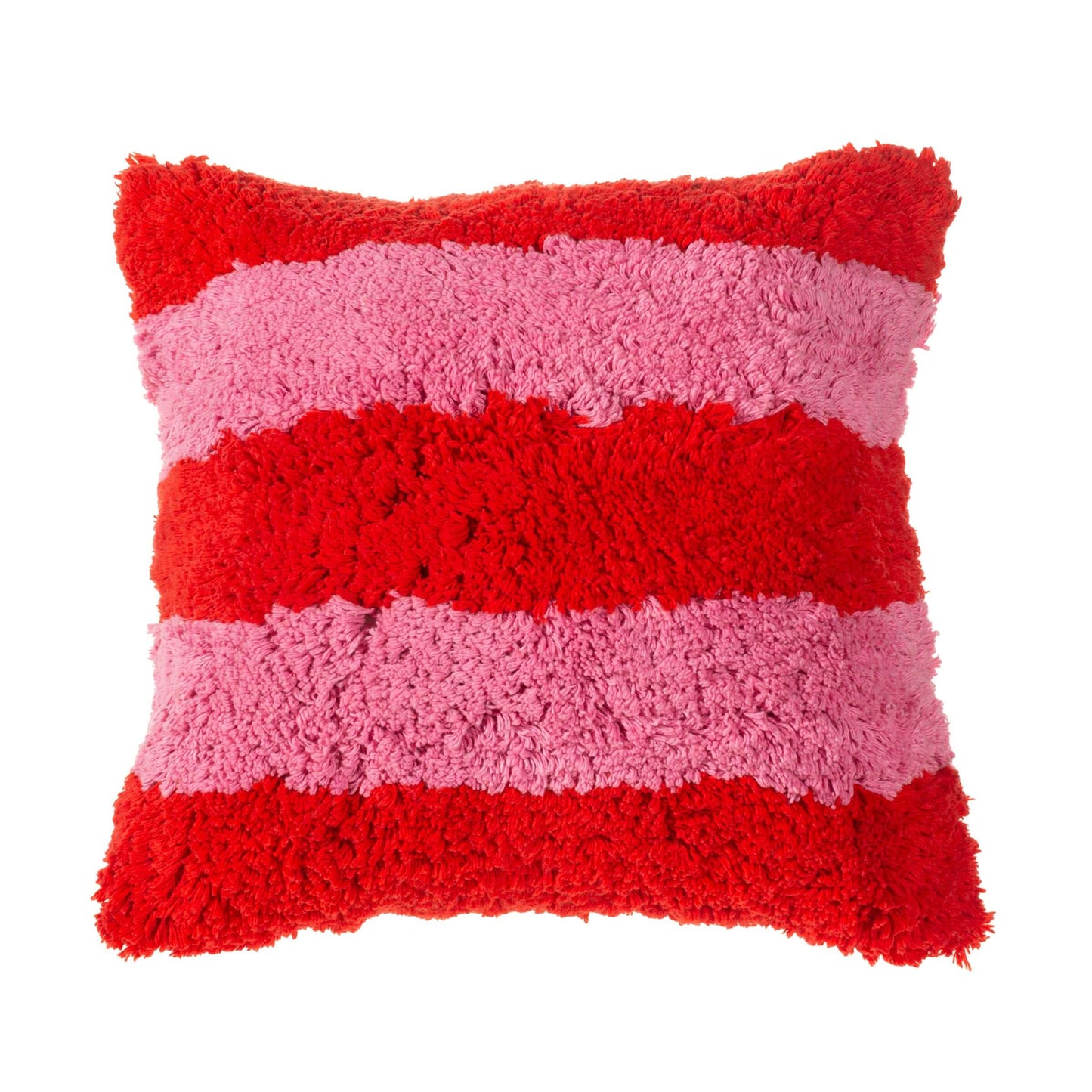 Tufted Stripe Cushion: Pink and Red