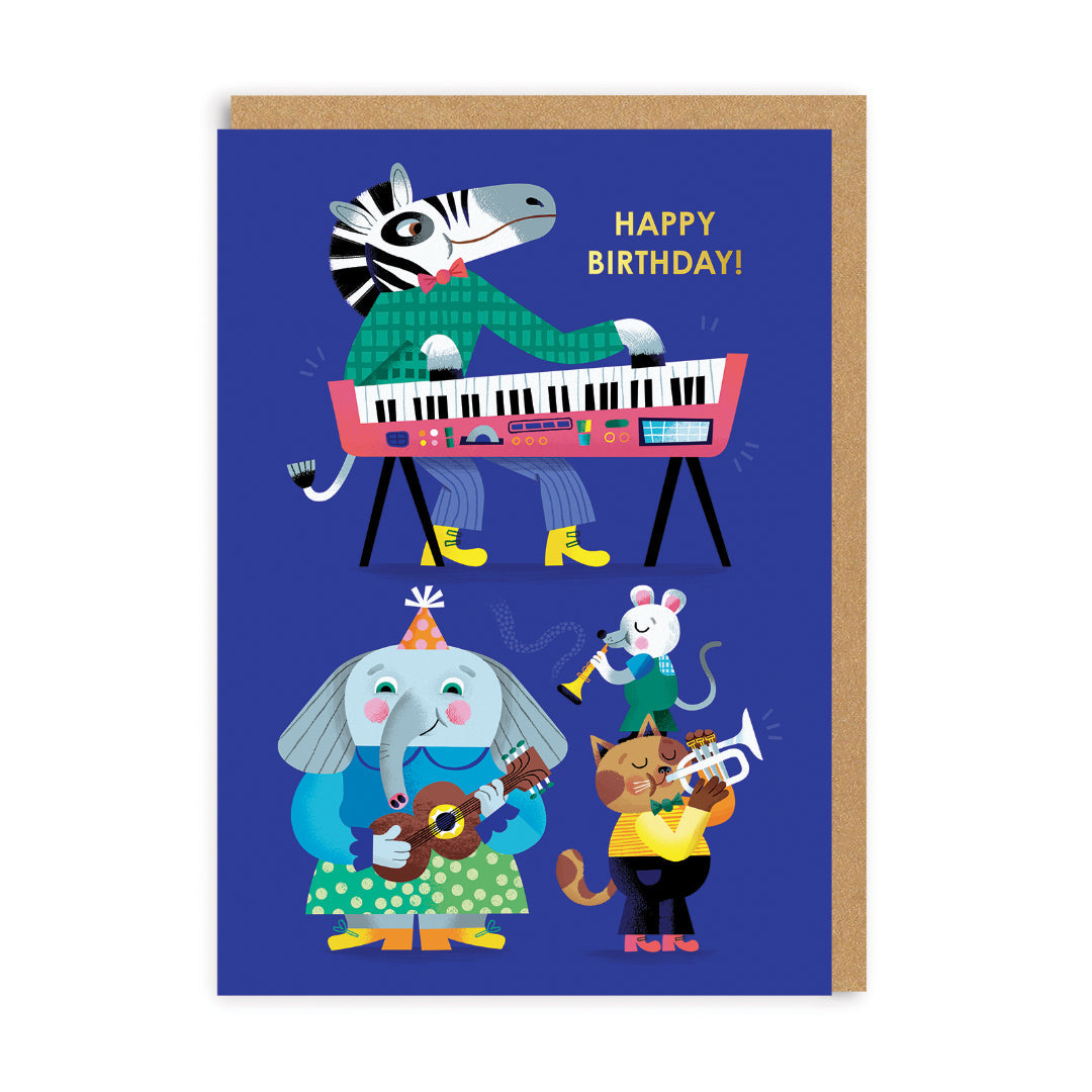 Happy Birthday Animal Band Greetings Card