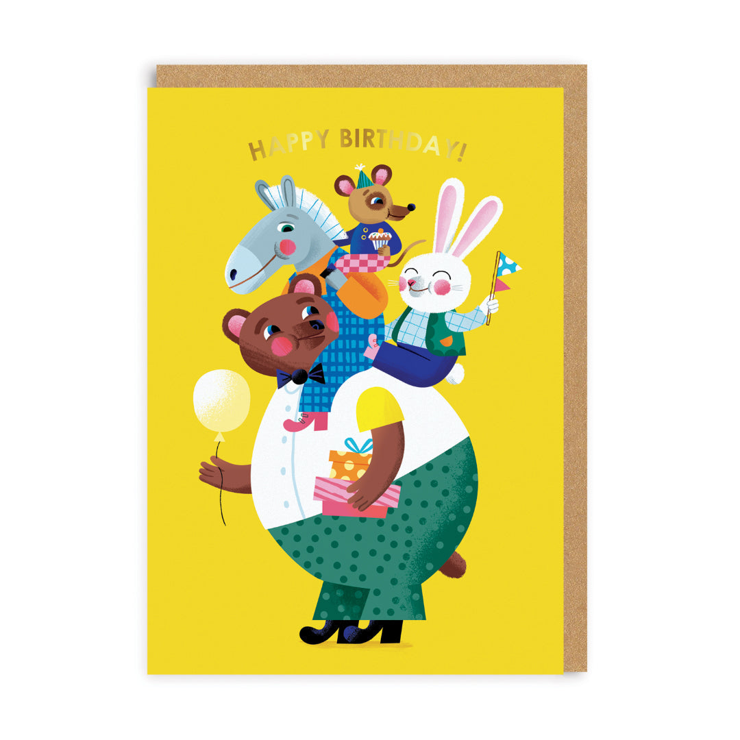 Happy Birthday Piggyback Greetings Card