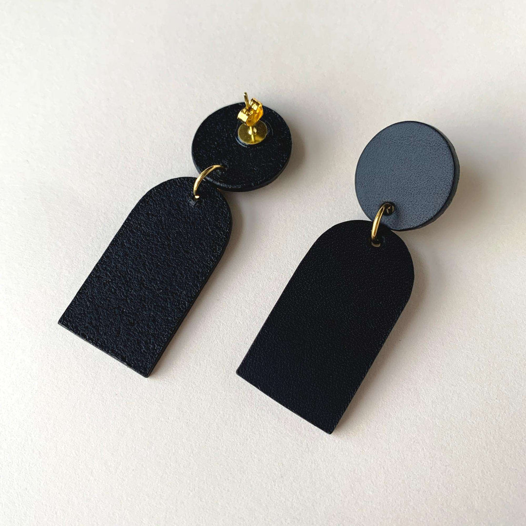 ORANE Matte Black Leather Earrings