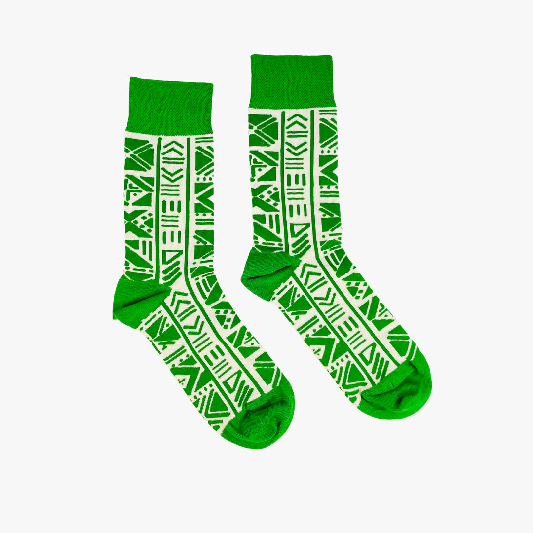 Afropop Socks Bogolan Green - Large