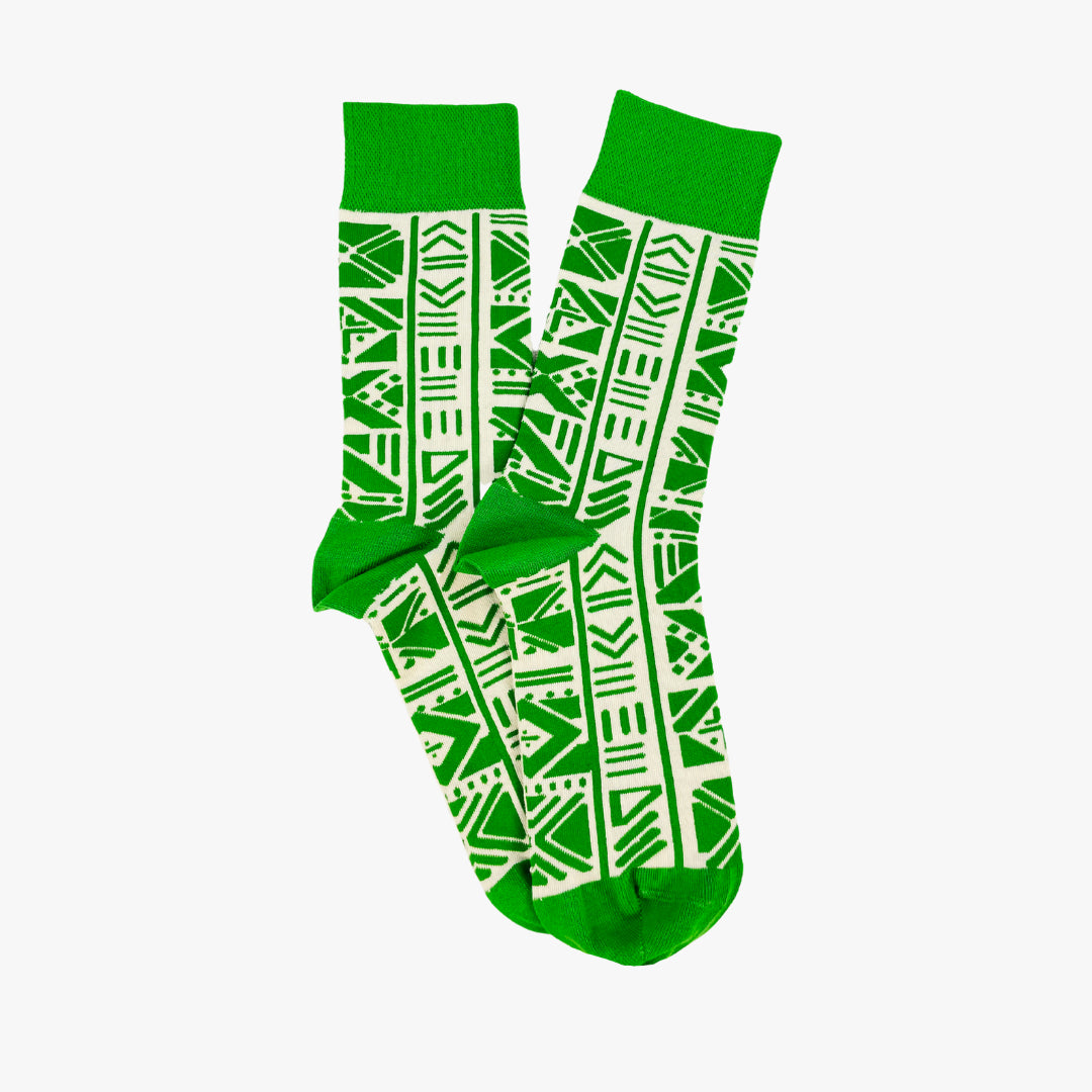 Afropop Socks Bogolan Green (M/L)