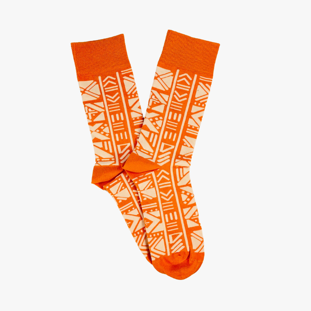 Afropop Socks Bogolan Orange: Medium
