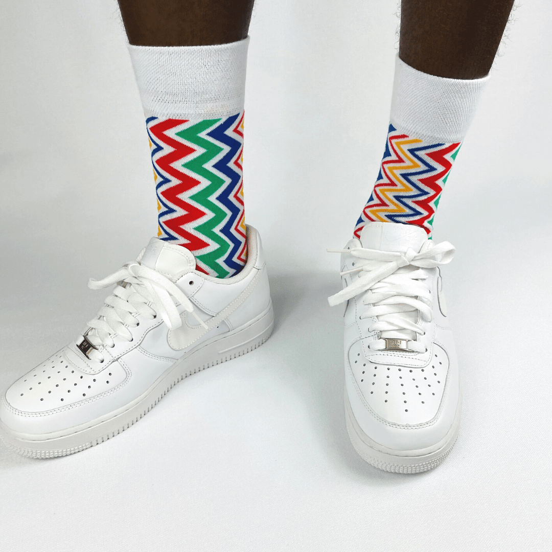 Afropop Ziggy White Socks