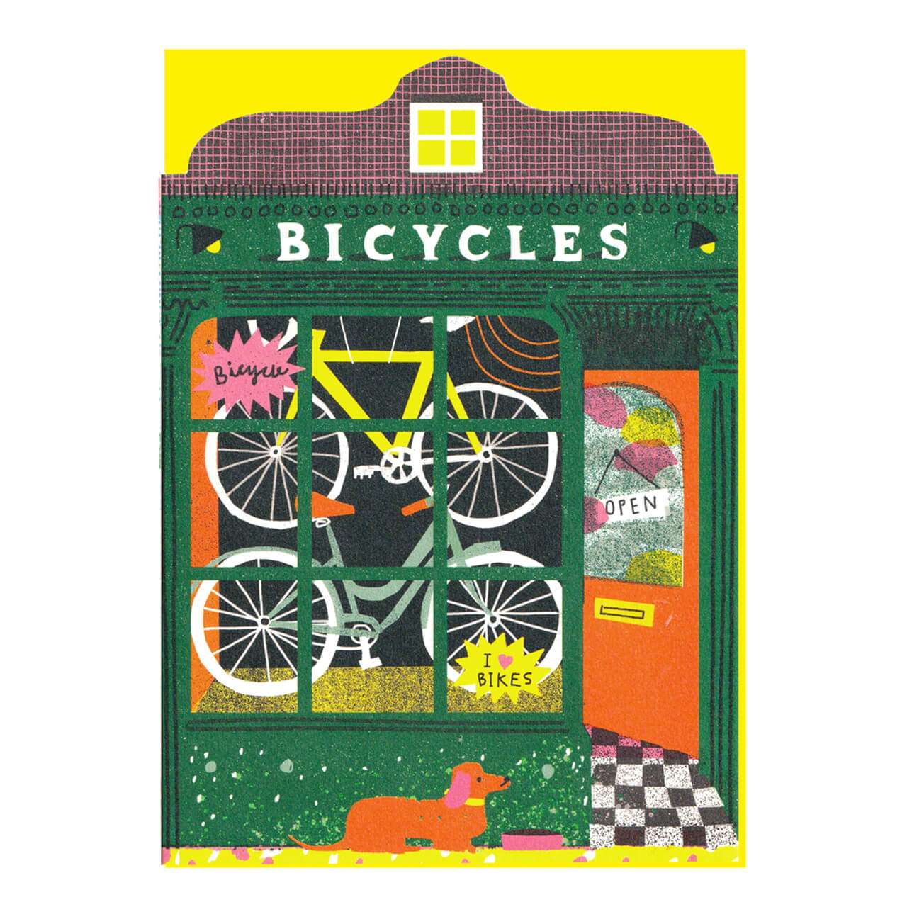 Bicycle Shop Die Cut Greetings Card
