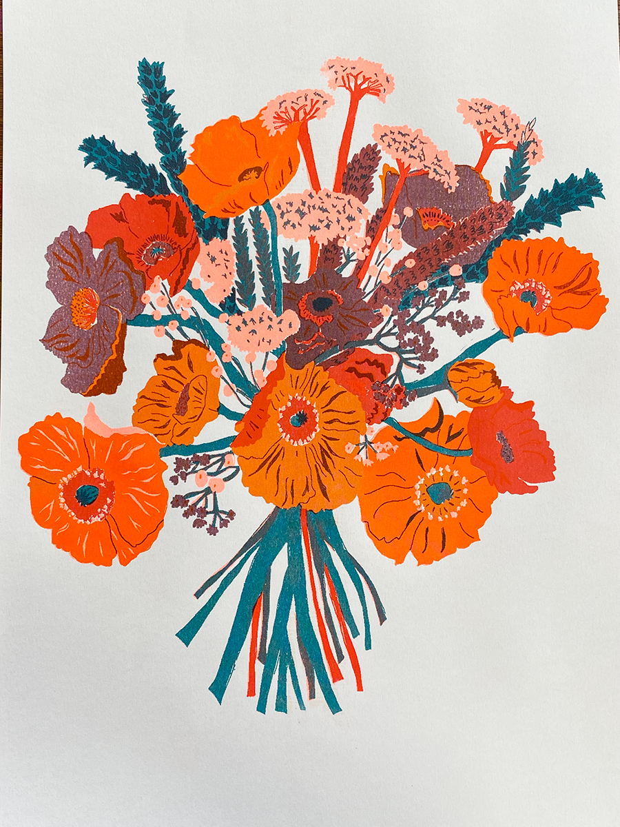 Floral Risograph Print
