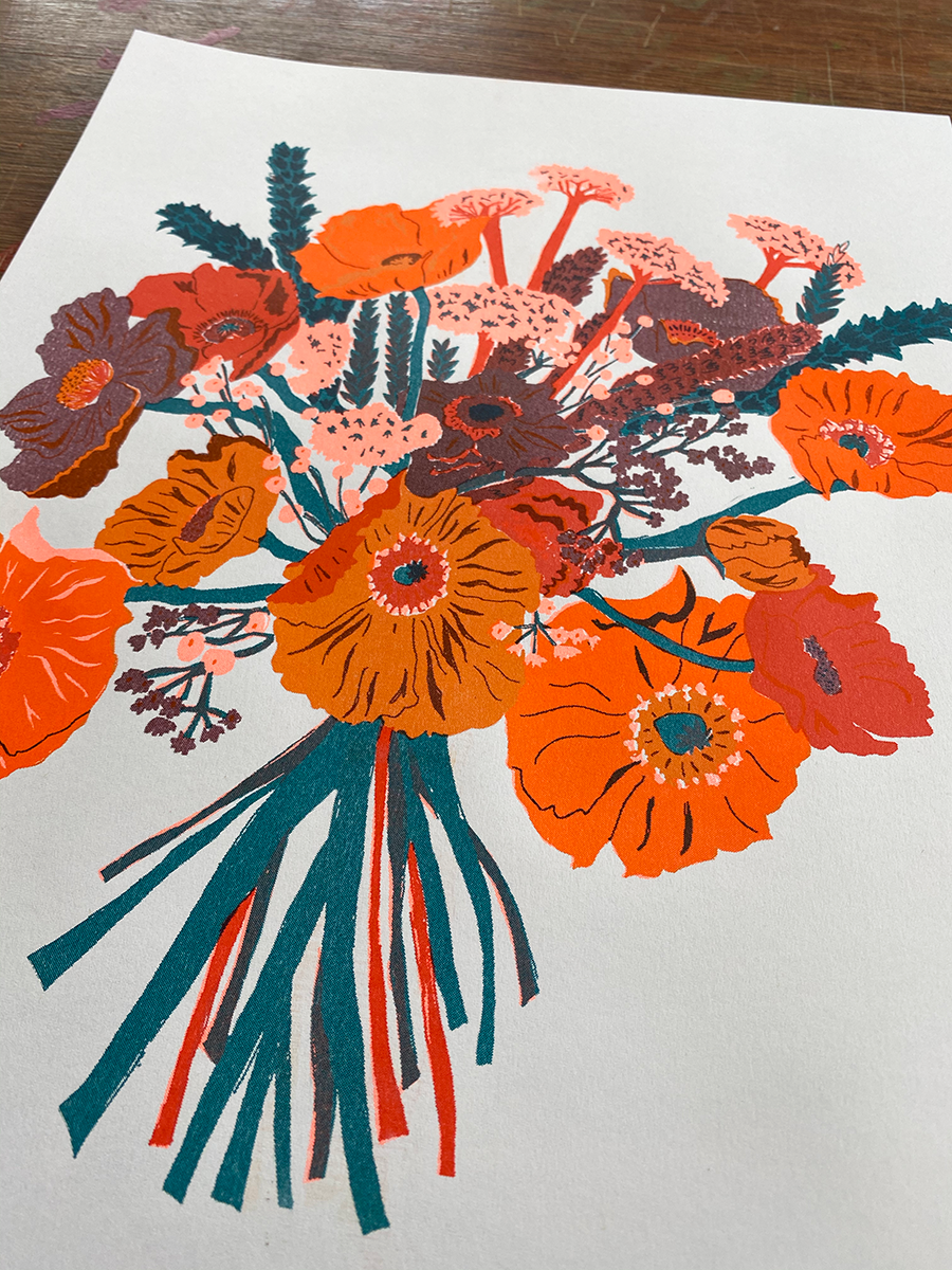 Floral Risograph Print