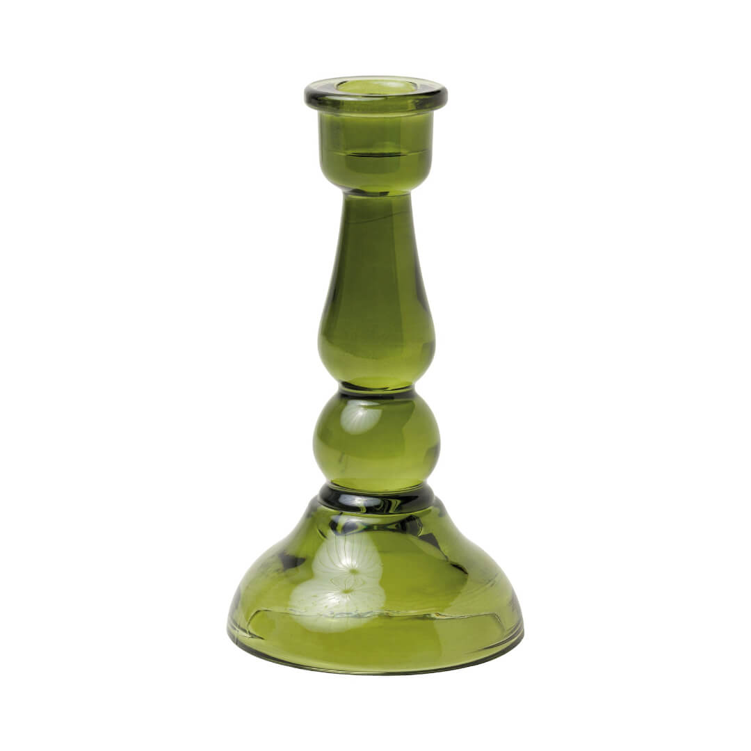 Green Glass Candle Holder