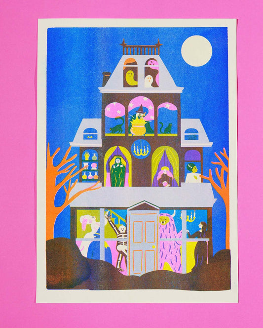 Haunted House Halloween Print