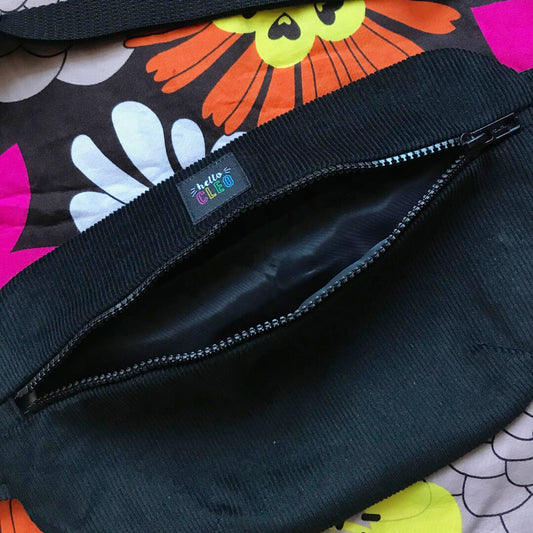 Black Corduroy Bum Bag