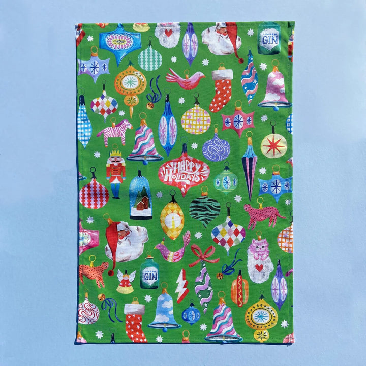 Christmas Baubles Tea Towel