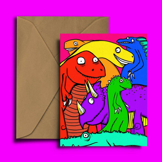 Colourful Dinosaur Card