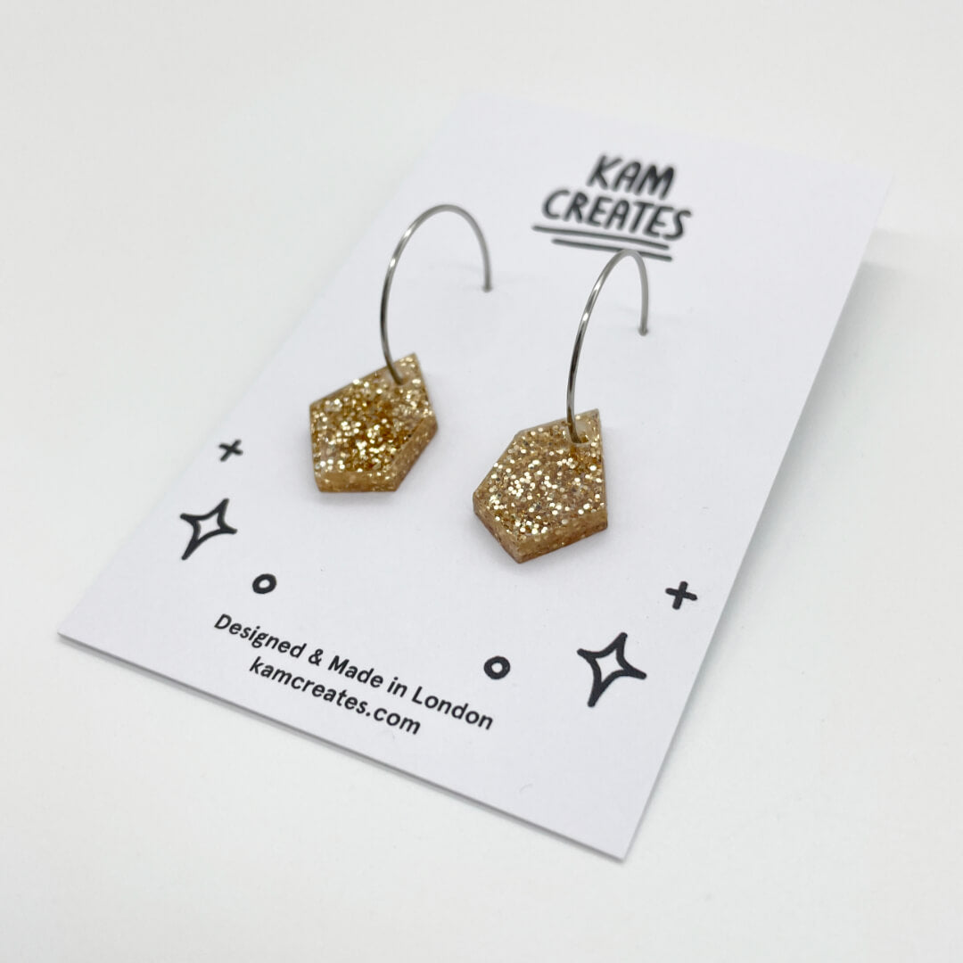 Gold Nugget Hoop Earrings