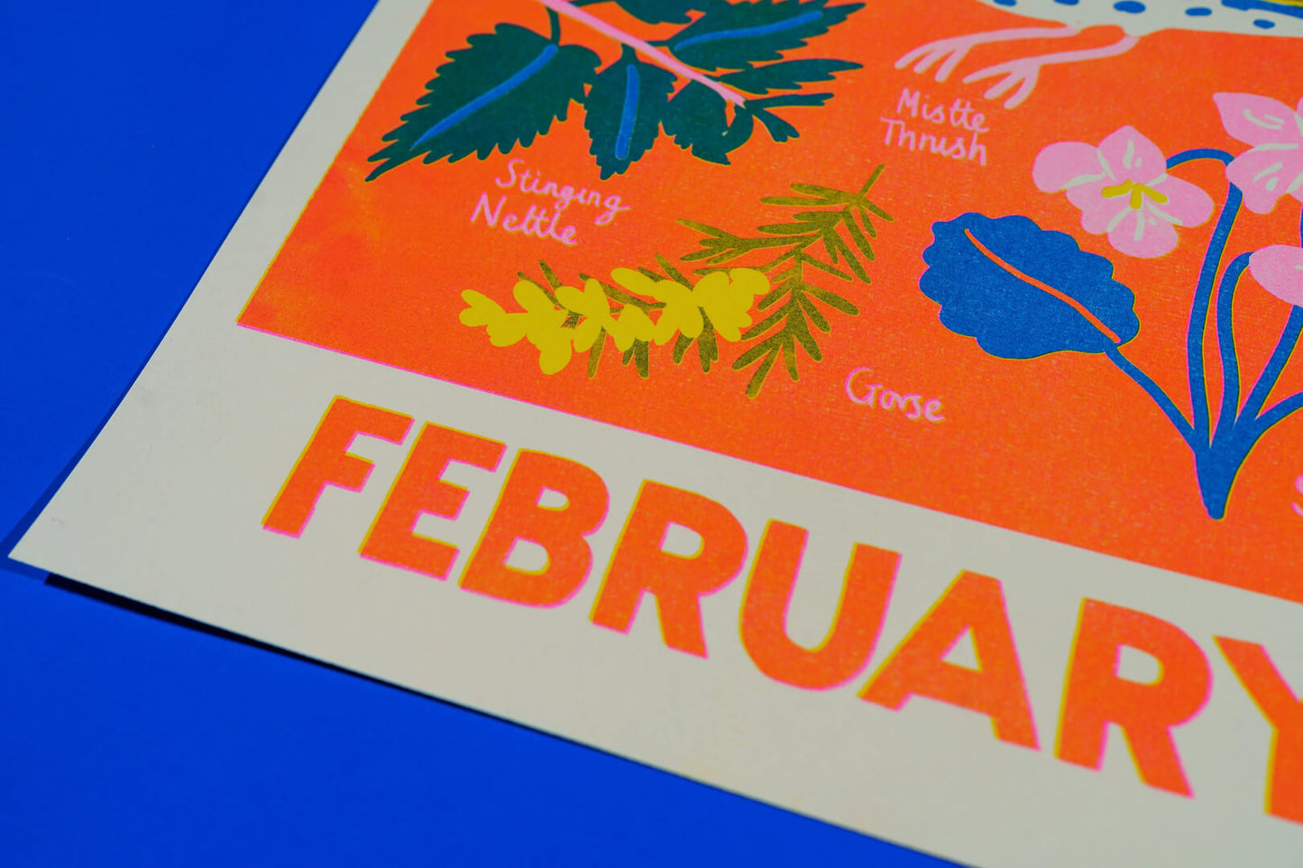February Foraging Riso Print