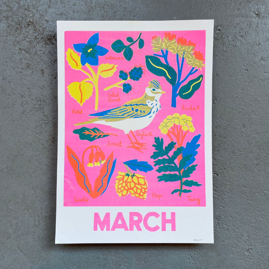 March Foraging Riso Print