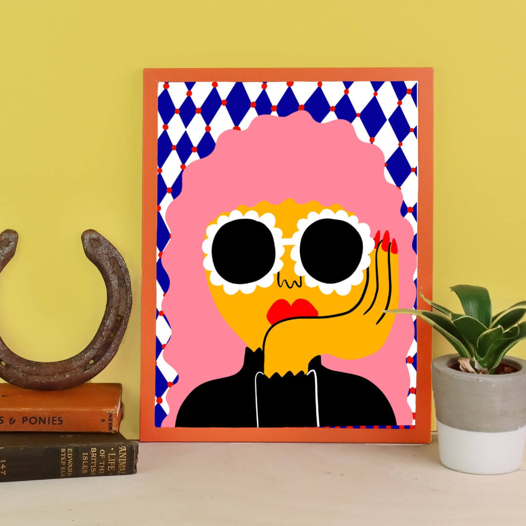 Bubblegum Lady A3 Art Print