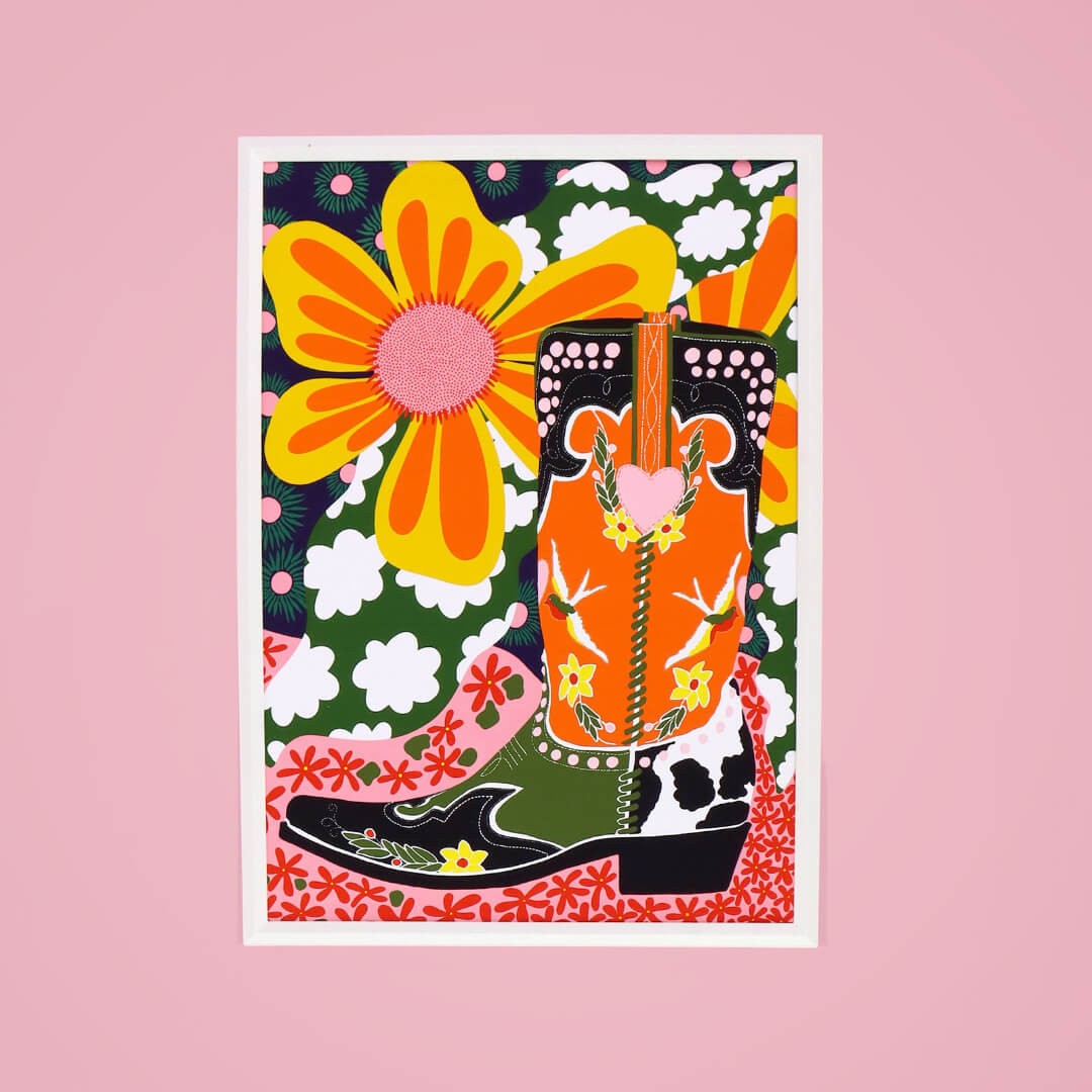 Cowboy Boots A3 Art Print