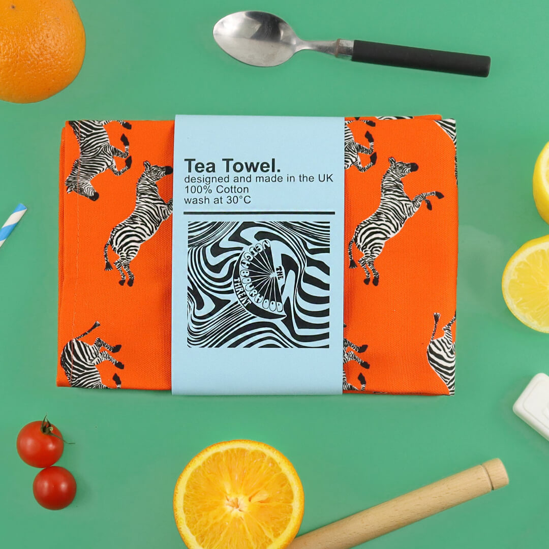 Orange Zebra Tea Towel